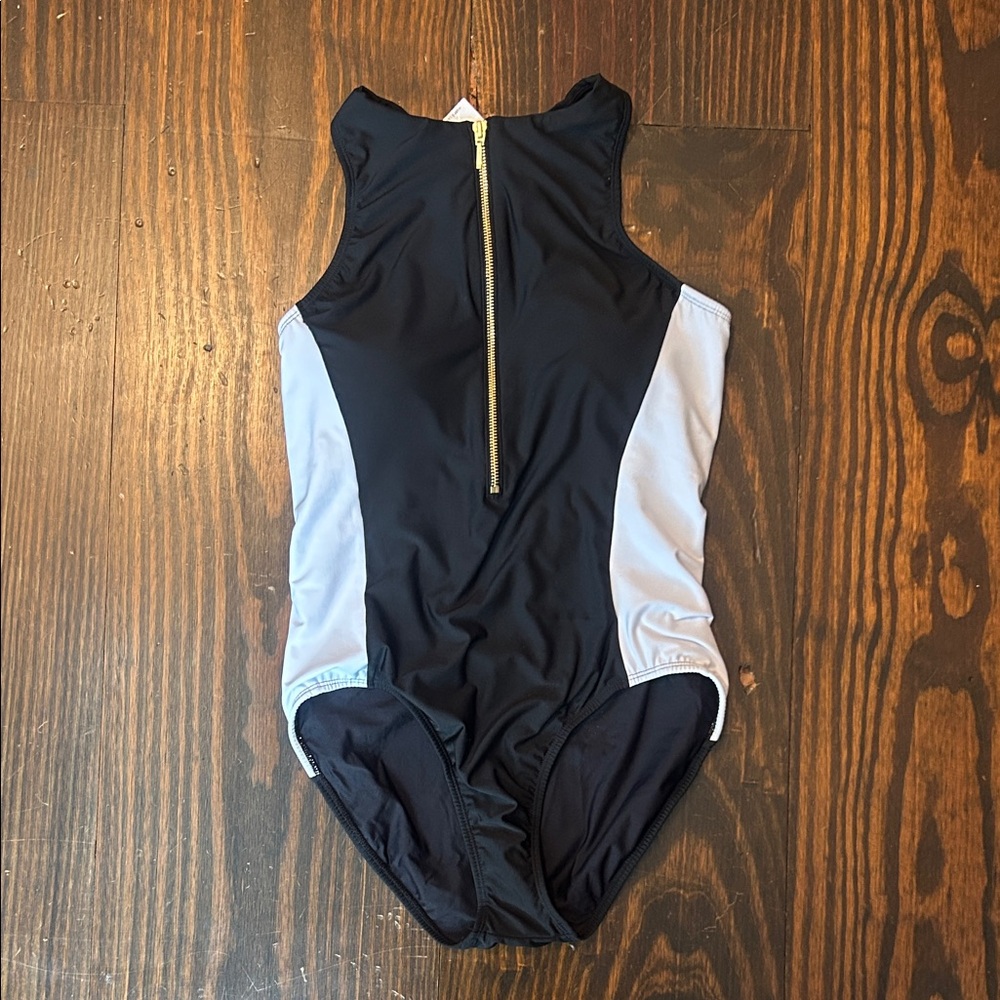 Hermoza Margaret One-Piece Black and White Swimsuit with Front Zip